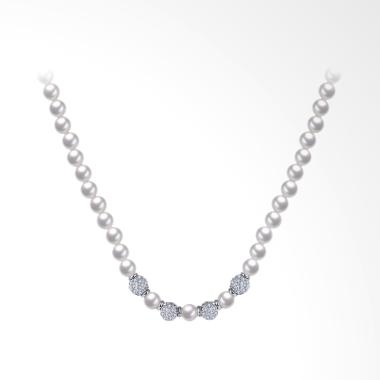 SOXY AKN079 Fashion K Gold Pearl Connected Diamond Necklace