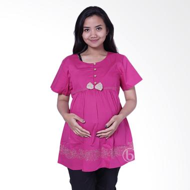Mama Hamil BLD 39 Pita Modi Baju Hamil Lengan Pendek - Pink [All SIze]