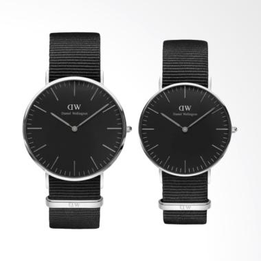 Daniel Wellington Classic Black Cor ... Silver Hitam [40 & 36 mm]