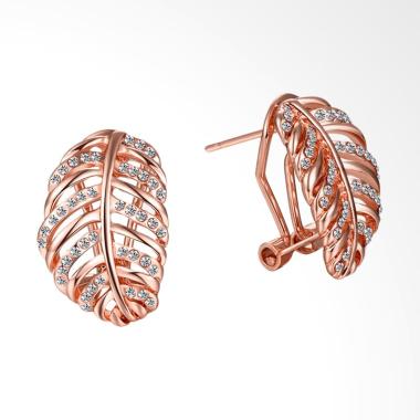 SOXY AKE122 Fashion K Gold Women'S Leaf-Shaped Diamond Earrings