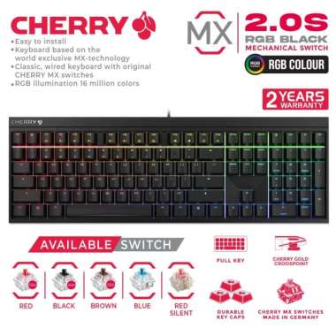 Cherry MX Mechanical Gaming Keyboard Black MX 2.0S RGB BROWN SWITCH
