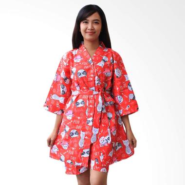 Aily ALY028 Kimono with Belt Setelan Baju Tidur Wanita - Merah