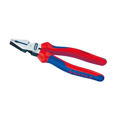 KNIPEX Tang Kombinasi Tuas Tinggi - Black Polished [180 mm] Red Blue Pattern