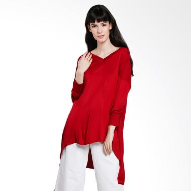 Miyoshi Josei MJ010HRDK16 Over Size Vneck Blouse Wanita - Maroon