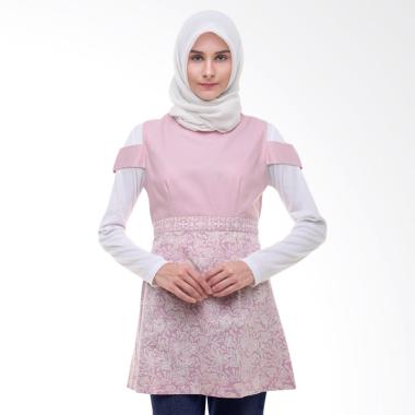 Arya Putri Batik ATM-014-PW Gowri Atasan Baju Batik Muslim Wanita - White
