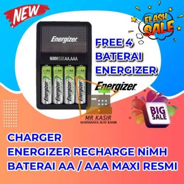 Paket Baterai dan Charger Energizer Recharge CHVCM Baterai AA / AAA Batere Battery Maxi Resmi