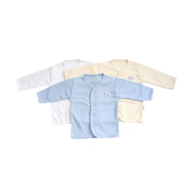 Aruchi Kancing Depan Polos Tangan Panjang Baju Bayi Laki-laki [3 Pcs]