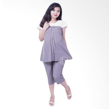Mama Hamil STD 71 Renda Dian Setelan Baju Hamil dan Menyusui - Abu Mama Hamil STD 71 Renda Dian Setelan Baju Hamil dan Menyusui - Abu