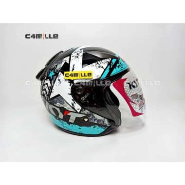 Jual Helm Kyt Half Face Visor Biru 