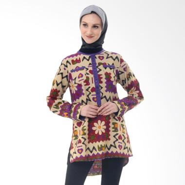 Beyounique Abstrak with Combination Colour Tunic Blouse Muslim Wanita - Purple Beyounique Abstrak with Combination Colour Tunic Blouse Muslim Wanita - Purple