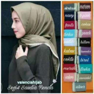 Hijab JIlbab Kerudung Segiempat Renda Dot Lacey Valencia TURKIS ( POLYCOTTON)