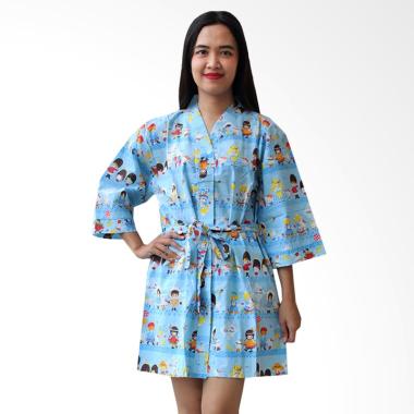 Aily BT026 Motif Hello Kitty Kimono ... Baju Tidur Wanita - Biru