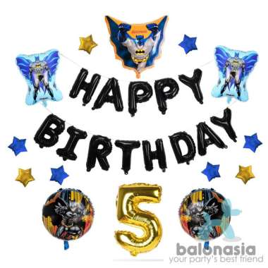 Balonasia Balon Foil Dekorasi Batman Lengkap ANGKA 1