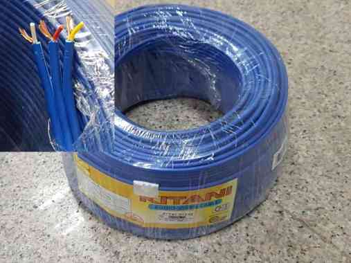 kabel RCA DVD 3-3 AUDIO, VIDEO 1 roll 60 meter MERK KITANI biru