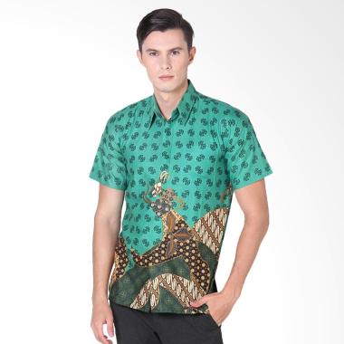 Rianty Batik Hem Alvin Kemeja Pria Lengan Pendek - Green