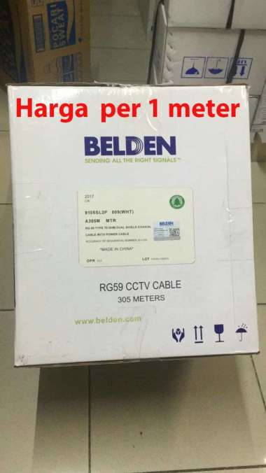 harga meteran Kabel Belden / CCTV Coaxial RG59+Power 9105SL2P PUTIH