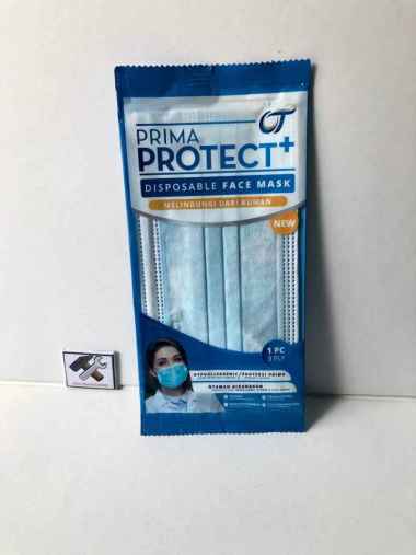 MASKER 3 PLY ISI 1 PCS SATUAN SEGEL VACUM STERIL BRAND OT PRIMA PROTECT DISPOSABLE FACE MASK MASKER