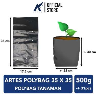 ARTES POLYBAG 35 X 35 Kantong Plastik Tanaman Polibag-Polybeg 35X35 cm Hitam 500 gram +-31 pcs