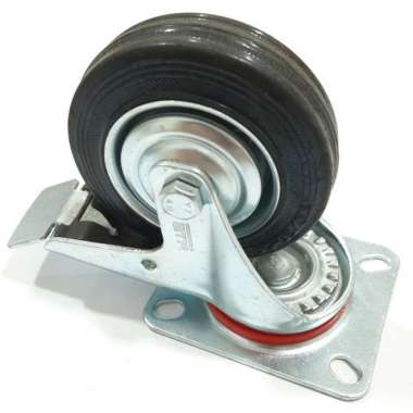 Roda Troli Karet 4inci Rem - Roda Karet Trolley Gerobak (C32)