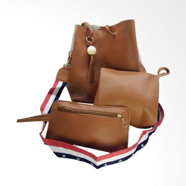 KarnaKamu Set Kecil 3 in 1 Tas Selempang Wanita - Brown