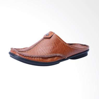WIN Leather Slop Sandal Pria - Coklat [FTP S-149]