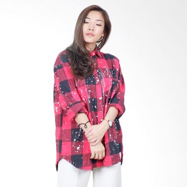 Macadamia House A7484 Paint Flanel Kemeja Wanita - Red