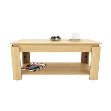 Funika VLCT100 Coffee Table with Rak - Coklat Muda
