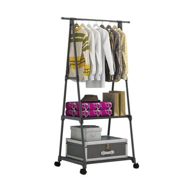 Godric Triangle Stand Hanger Rak Serbaguna Dengan 4 Roda - Hitam