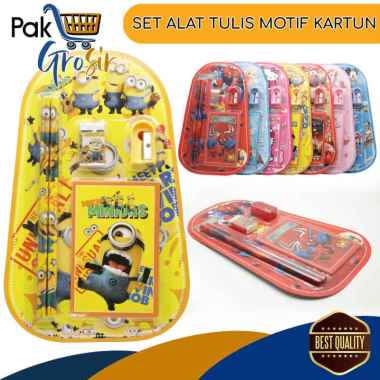 Souvenir ulang tahun ATK Pencil Set Alat Tulis Pensil Penghapus Murah Banyak Karakter Lucu HELLO KIT