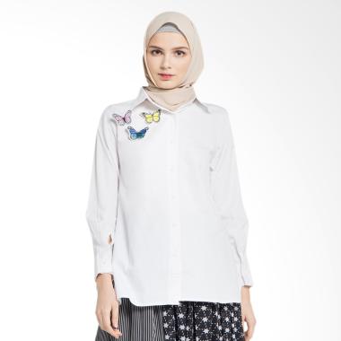 Delarosa Triple Butterfly Top Baju Muslim - White