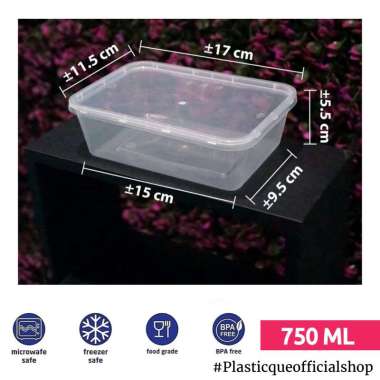 THINWALL 750ML 750 ML ISI 25PCS 25 PCS RECTANGLE REC THIN WALL KOTAK MAKAN FOOD CONTAINER PLASTIK PE