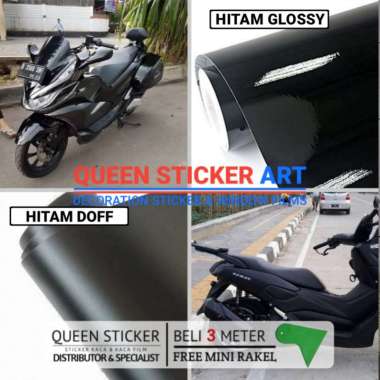 Skotlet Motor Hitam Dof Dan Glossy Mengkilap / Stiker / Sticker Mobil Meteran Hitam Doff