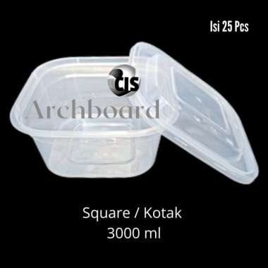 Thinwall Square 3000 ml / Thinwall Kotak 3000 ml - 25 pcs