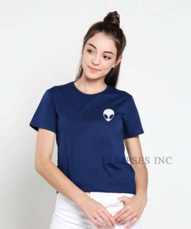 ELLIPSESINC Kaos Wanita Lengan Pendek Alien L Navy