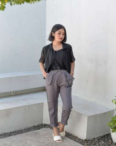 Baggy Pants Wanita Pinggang Full Karet 