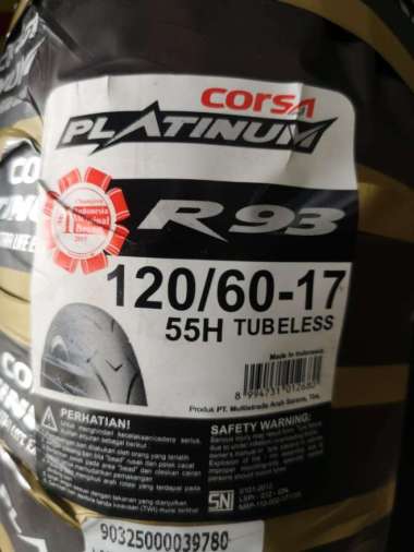 Corsa Ban motor 120 / 60 - 17 R93 tubeless compound medium soft pentil