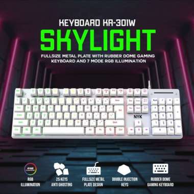 NYK Nemesis SKYLIGHT RGB KR-301W / KR301W - Gaming Keyboard