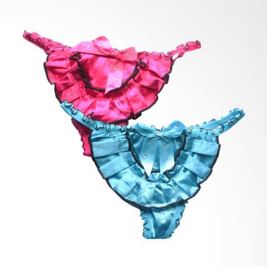 Aily GS103A Satin G-String Celana Dalam Wanita - Multicolor [2 pcs] Semua Ukuran Multicolor