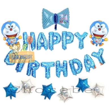 Paket Dekorasi Balon Ulang Tahun / Happy Birthday Tema Doraemon 05