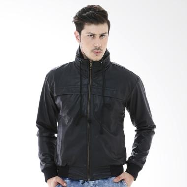 Crows Denim Biker Style Kulit Jaket Pria - Hitam