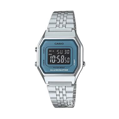 CASIO LA-680WA Digital Quartz Illuminator Jam Tangan Wanita Blue Silver