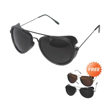 ID SUNGLASS Round Bulat Kacamata Un ... + Free 2 SUNGLASS Unisex