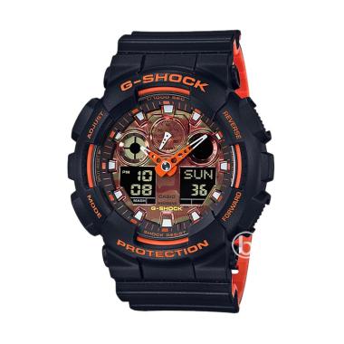 CASIO G-SHOCK Special Color Jam Tangan Pria [GA-100BR-1A/ Original] Black Orange