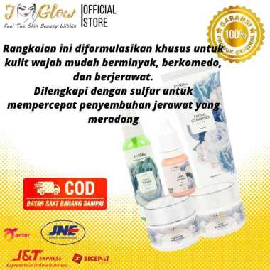 Jglow j glow skincare paket premium sulfur perawatan kecantikan wanita cream wajah kulit berminyak p