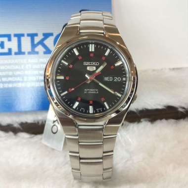 Seiko 5 Automatic 21 Jewels Original Garansi Resmi SNK.617-K1 Jam Tangan Pria Black Silver