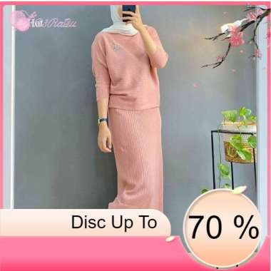 DeRa UniQue SETELAN RAJUT BATWING AWKARIN / SET ROK / SET FASHION / SET RAJUT DUSTY PINK