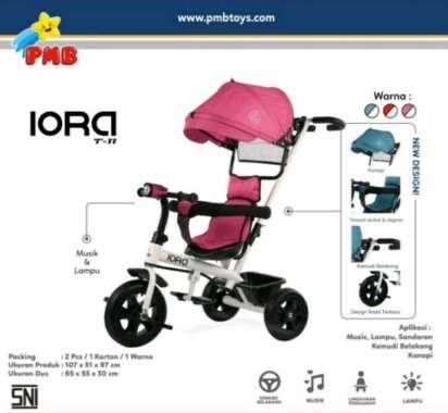 Stroller Sepeda Anak Roda Tiga PMB Iora T11 Tricycle T-11 T 11 Musik dan Lampu
