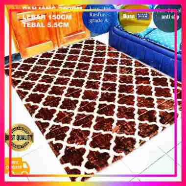 ( Anti Selip ) KARPET bulu Rasfur Motif panjang 200X120X3,5CM COKLAT PUTIH
