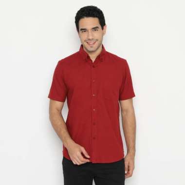 Platini Kemeja Pria Polos Lengan Pendek Katun Oxford Merah 63215 XL