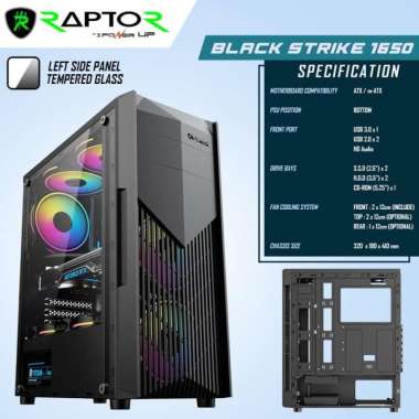 Casing PC Gaming Raptor Black Strike 1650 RGB ATX